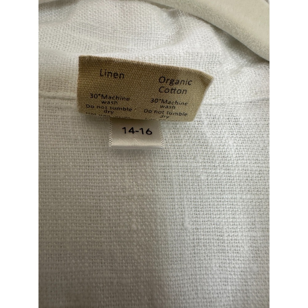 Freya Lillie White Linen Organic Cotton Boyfriend Fit Button Up Shirt UK 14-16 - Picture 7 of 12